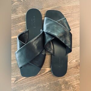 Everlane The Day Crossover Sandals Black Leather Size 8